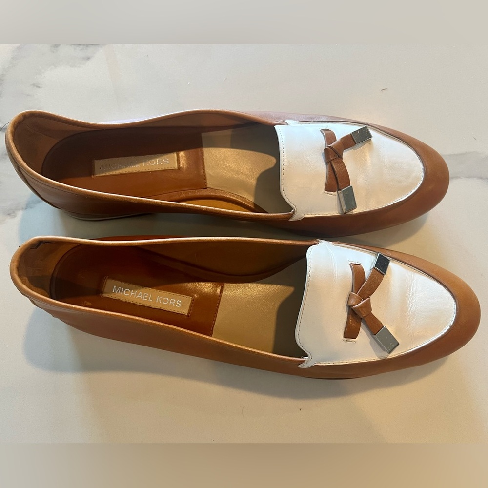 Michael Kors Collection White and Tan Loafers Size EU 38.5